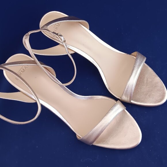 NWOB Alexandre Birman Gold-Leather High Heel Ankle Strap Sandals - Picture 2 of 8